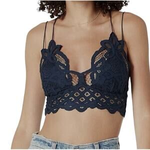 Free People XS Adella longline bralette crochet lace BC 3127
